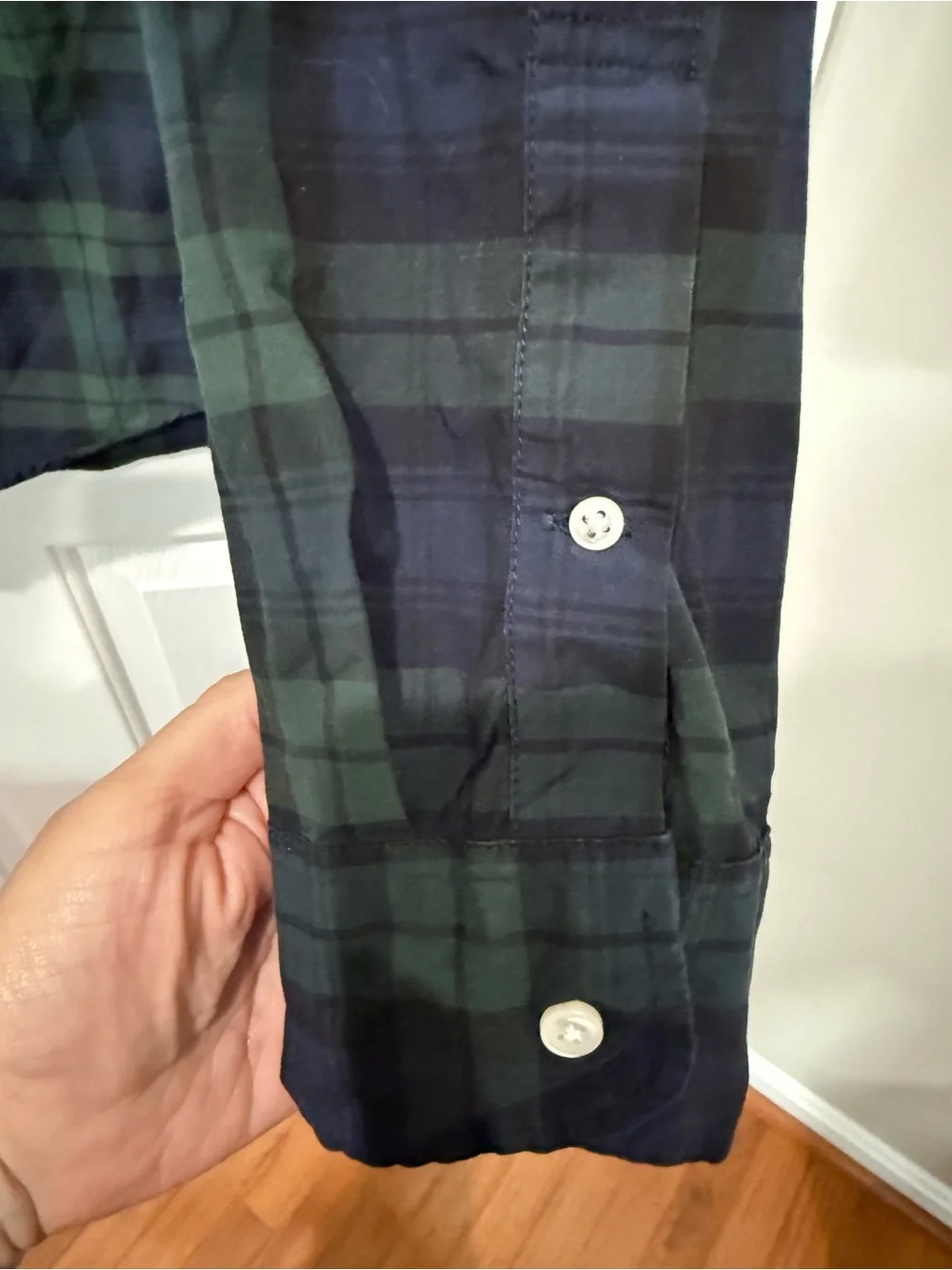 J. Crew Secret Wash Shirting Green and Navy Plaid Button-Down Shirt Slim